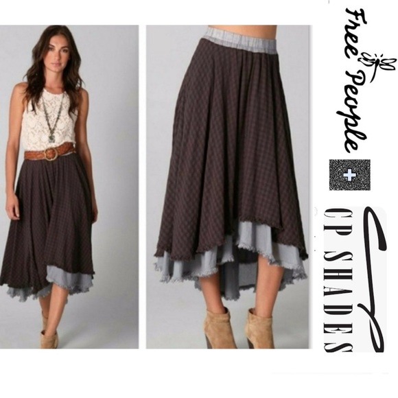 Rare! Highly Sought Free People X CP Shades Plaid Maxi Skirt S. EUC - Picture 1 of 15